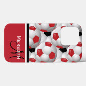 Monogram Red Black Soccer Ball Pattern Case-Mate iPhone Hülle (Rückseite (Horizontal))