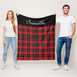 Monogram Red Black White Tartan Buffalo Pläd Fleecedecke