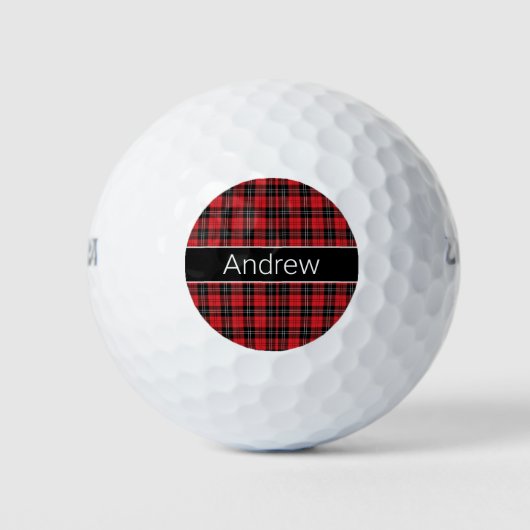 Monogram Red Black White Tartan Buffalo Pläd Golfball (Vorderseite)