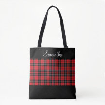 Monogram Red Black White Tartan Buffalo Pläd