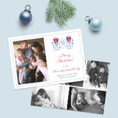 Monogram Red Blue Foto Collage Frohe Weihnachten