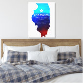 Monogram Red Blue Glitzer Map Staat of Illinois Leinwanddruck (Insitu (Schlafzimmer))