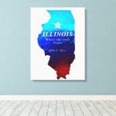 Monogram Red Blue Glitzer Map Staat of Illinois Leinwanddruck (Insitu (Holzboden))