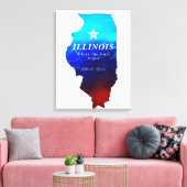 Monogram Red Blue Glitzer Map Staat of Illinois Leinwanddruck (Insitu (Wohnzimmer))