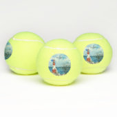 Monogram Red & Blue Lighthouse Aquarellfarben Tennisbälle (Multi)