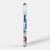 Monogram Red & Blue Lighthouse Wasserfarbe Kunst iPhone Hülle (Rechte Seite)