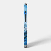 Monogram Red & Blue Lighthouse Wasserfarbe Kunst iPhone Hülle (Linke Seite)