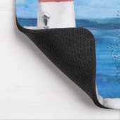Monogram Red & Blue Lighthouse Wasserfarbe Kunst Mousepad (Ecke)