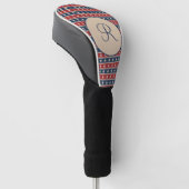 Monogram Red Blue Tan Stars Strips Patriotic Golf Headcover (angewinkelt)