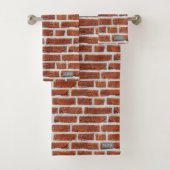 Monogram Red Brick Wall Muster Moderne Industriell Badhandtuch Set (Insitu)