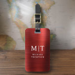 Monogram Red Brushed Metallic Elegant<br><div class="desc">Erleben Sie Ihre Reise mit unserem Classic Elegant Modern Minimalistischen Monogram Gepäcktag. Dieses liebevoll gestaltete Accessoire verbindet zeitlose Eleganz mit zeitgemäßem Minimalismus und sorgt dafür, dass sich Ihr Gepäck durch Eleganz hervorhebt. Dieses Gepäckanhänger ist mit Präzision und Liebe zum Detail gestaltet und ist mehr als nur ein praktisches Objekt; es...</div>