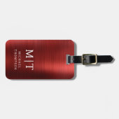 Monogram Red Brushed Metallic Elegant Gepäckanhänger (Vorderseite horizontal)