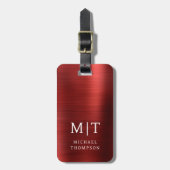 Monogram Red Brushed Metallic Elegant Gepäckanhänger (Vorderseite vertikal)