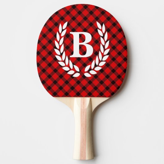 Monogram Red Buffalo Karo Ping Pong Paddle Tischtennis Schläger (Vorderseite)