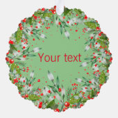 Monogram Red Christmas botanical Classic Round Ornament Karte (Rückseite)