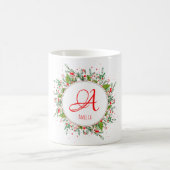 Monogram Red Christmas eleganter Brief Coffee Tass Kaffeetasse (Mittel)