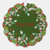 Monogram Red Christmas Green Classic Round Ornament Karte (Rückseite)