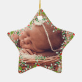 Monogram Red Christmas Green Foto Classic Keramik Ornament (Vorne)