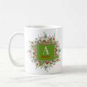Monogram Red Christmas Letter photoCoffee Tasse (Links)