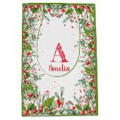 Monogram Red Christmas Mittlere Geschenktüte (Vorderseite)