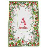Monogram Red Christmas Mittlere Geschenktüte (Rückseite)