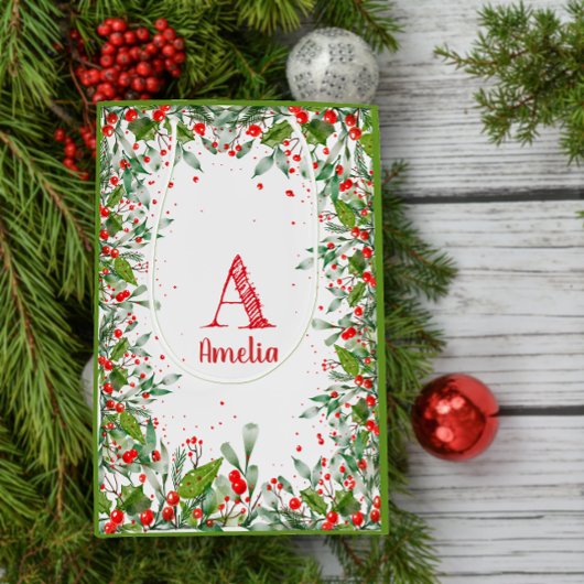 Monogram Red Christmas Mittlere Geschenktüte