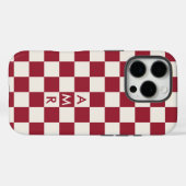 Monogram Red Cream Checkered Pattern Case-Mate iPhone Hülle (Rückseite (Horizontal))