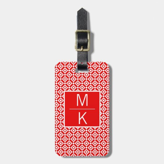 Monogram Red Double Diamond Square Splitter Gepäckanhänger (Vorderseite vertikal)