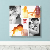 Monogram Red Double Happy Foto Collage Leinwand (Insitu (Holzboden))