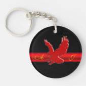 Monogram Red Eagle Logo, rot metallischer Effekt S Schlüsselanhänger (Vorderseite)