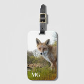 Monogram Red Fox Wildlife and Nature Gepäckanhänger (Vorderseite Vertikal)
