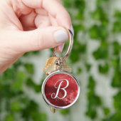Monogram Red Frost Script Schlüsselanhänger (Hand)