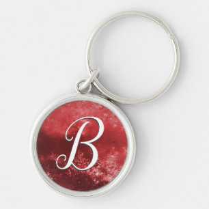 Monogram Red Frost Script Schlüsselanhänger