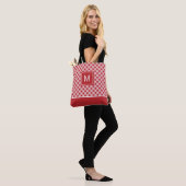 Monogram Red Gingham Tote Bag Tasche (Am Model)