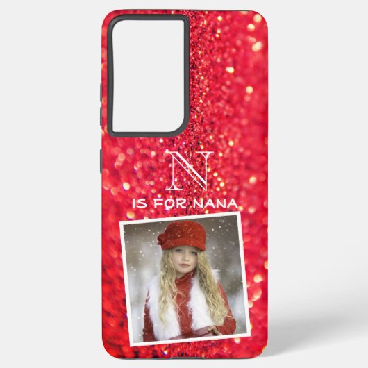 Monogram Red Glitzer für den benutzerdefinierten F Samsung Galaxy Hülle (Rückseite)