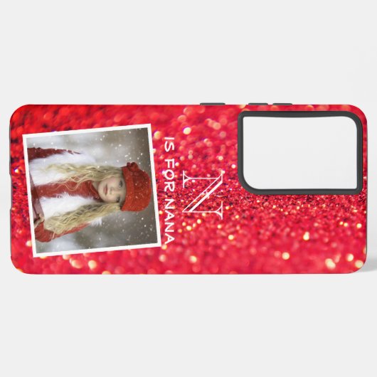 Monogram Red Glitzer für den benutzerdefinierten F Samsung Galaxy Hülle (Linke Seite)