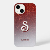 Monogram Red Glitzer Ombre iPhone Hülle (Rückseite)