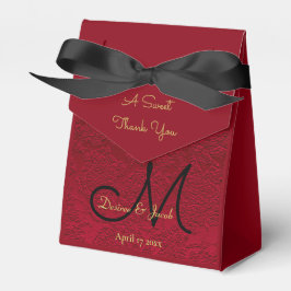 Monogram Red Gold Black Christmas Geschenkschachtel