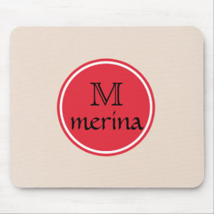 Monogram Red Gold Circle Mousepad