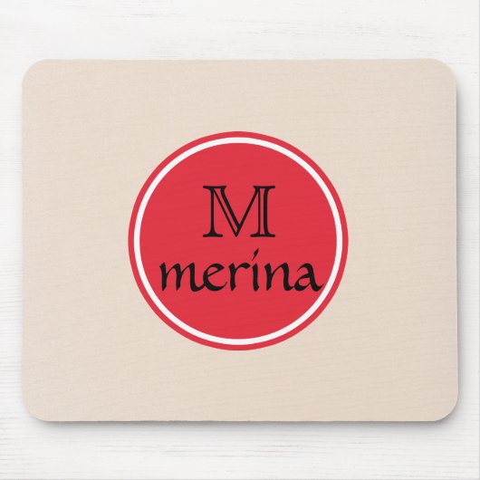 Monogram Red Gold Circle Mousepad (Vorne)