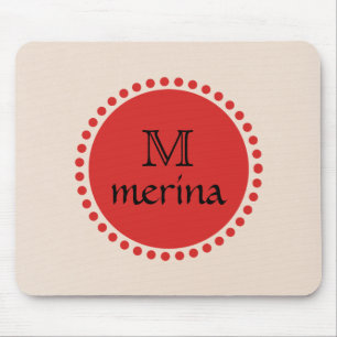 Monogram Red Gold Circle Mousepad
