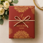 Monogram Red Gold Mandala Indian Wedding Geschenkpapier Set