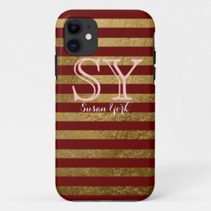 Monogram Red Golden Strikes Chic Style Case-Mate iPhone Hülle