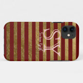 Monogram Red Golden Strikes Chic Style Case-Mate iPhone Hülle (Rückseite (Horizontal))