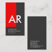 Monogram Red Gray Consultant-Visitenkarte Visitenkarte (Vorne/Hinten)