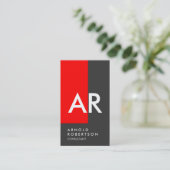 Monogram Red Gray Consultant-Visitenkarte Visitenkarte (Stehend Vorderseite)