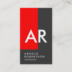 Monogram Red Gray Consultant-Visitenkarte Visitenkarte