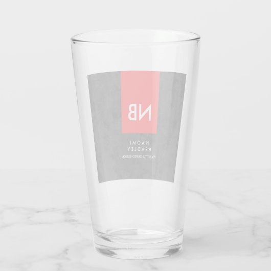 Monogram Red Gray Muster Modern Glas (Rückseite)