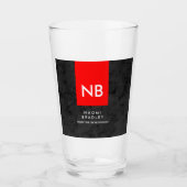 Monogram Red Gray Muster Modern Glas (Vorderseite)