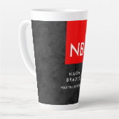 Monogram Red Gray Muster Modern Milchtasse (Linke Ecke)